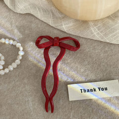 Cute Acetate Bow French Hair Pin - 4 Inch Wavy U-Shaped