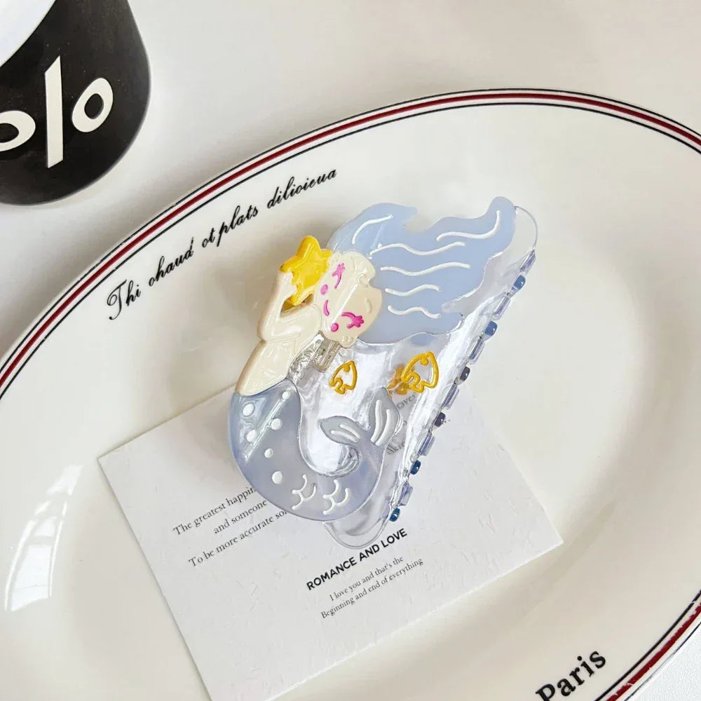 Acetate hair claw clip with mermaid design - View 9 | TEVQA