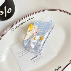 3.3 Inch Whimsical Mermaid Acetate Hair Claw - Solid 31g Premium Clip