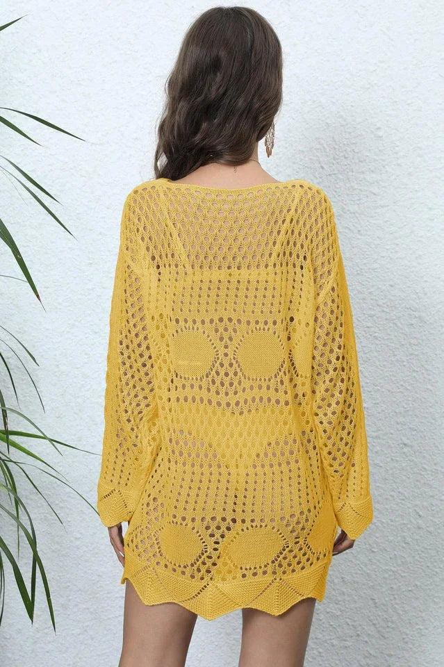 Crochet Knit Beach Cover Up - View 13 | TEVQA