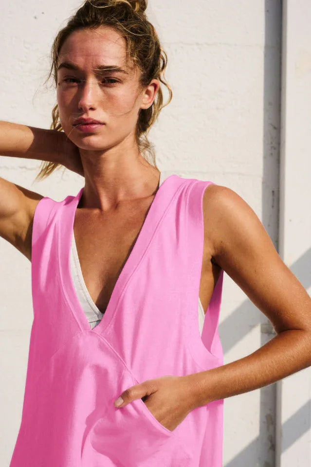 Relaxed V-neck tunic tank top - View 22 | TEVQA