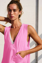 Relaxed V-neck tunic tank top - View 22 | TEVQA