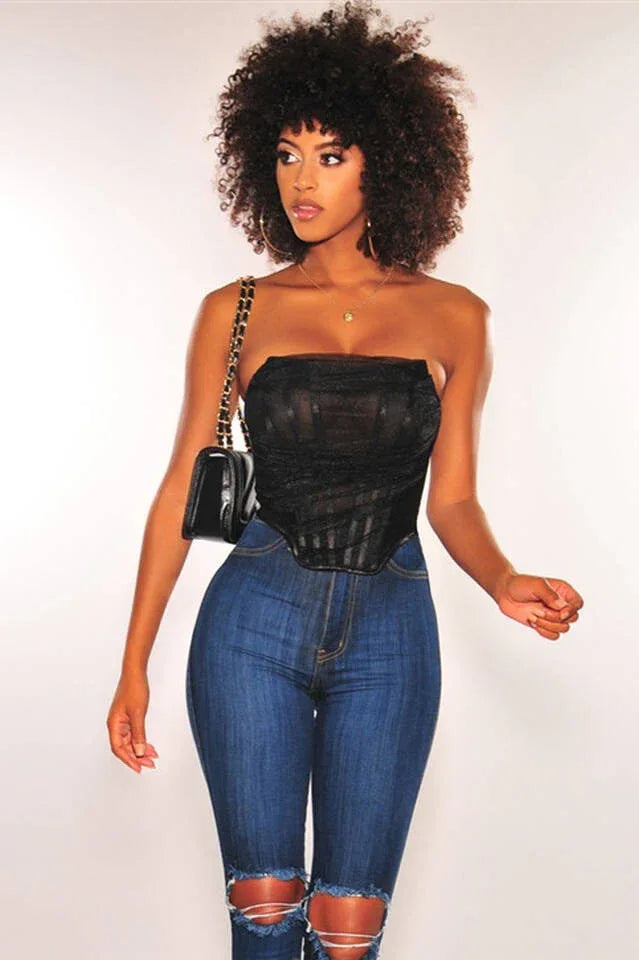 Seraphina Cream Mesh Corset Top - View 20 | TEVQA