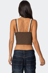 Lace Trim Cropped Tank Top - View 18 | TEVQA