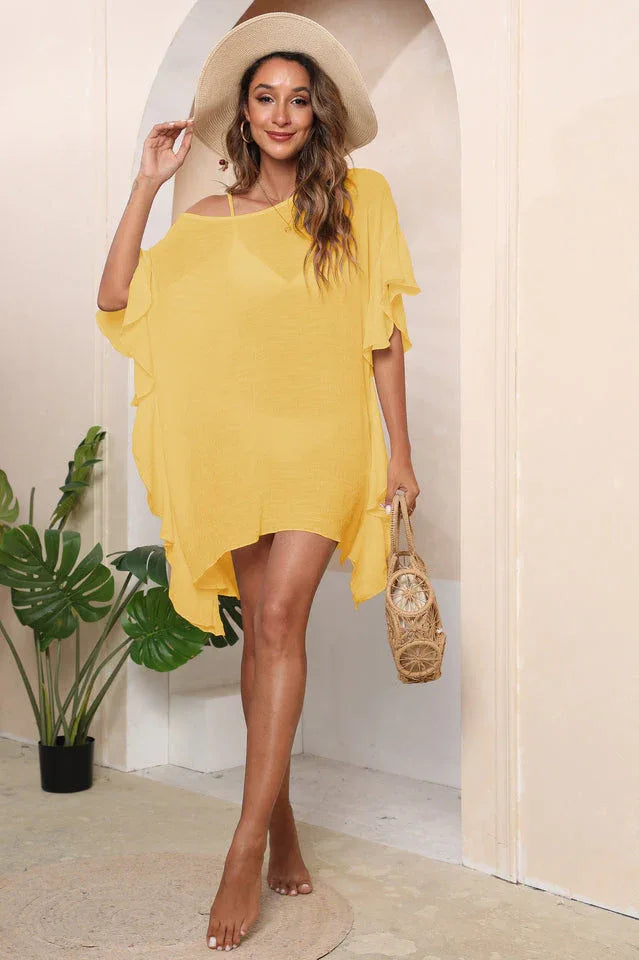 Ruffle Beach Cover Up Dress - View 13 | TEVQA