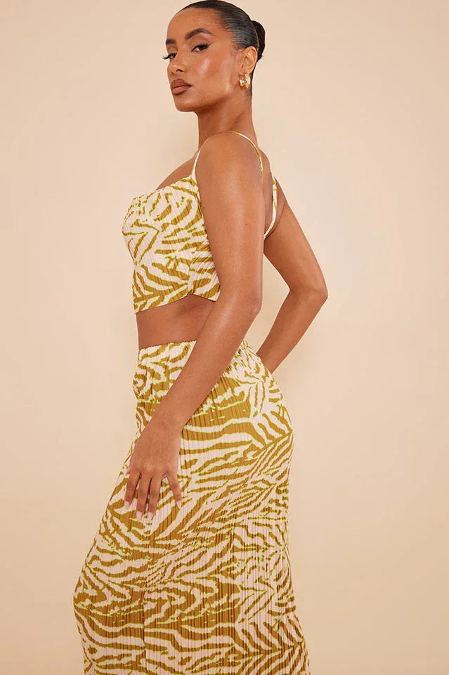 Pleated cow neck top and maxi skirt set - View 21 | TEVQA