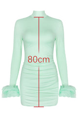 Camilla Pistachio Ruffle Cuff Mini Dress | Dress In Beauty