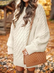 Chunky Cable Knit Tunic Sweater - TEVQA