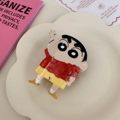 3.9 Inch Nostalgic Cartoon Boy Acetate Hair Claw - Solid 35g Premium Clip