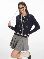 Vintage Navy Cable Knit Cardigan - TEVQA