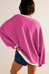 Comfy Chic Contrast Trim Oversized Sweatshirt - TEVQA