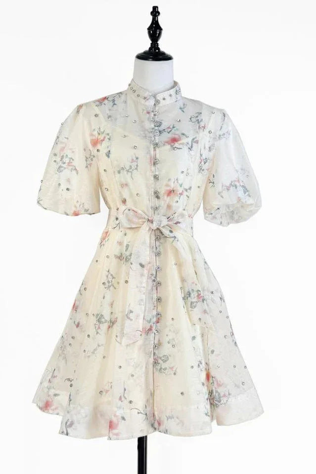 Caroline Floral Print Mini Dress - TEVQA