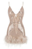 Mini Sequin Dress With Feather Trim - TEVQA