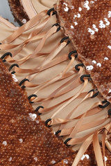 Floral Detail Sequin A Line Corset Dress | Dress In Beauty