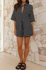 Striped Waffle Knit Two-Piece Set - View 12 | TEVQA