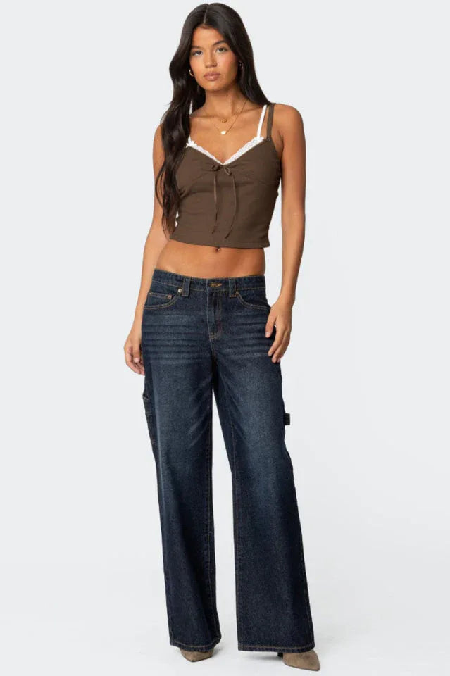 Lace Trim Cropped Tank Top - View 19 | TEVQA