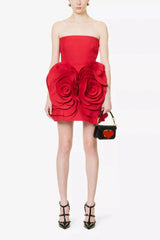 Ayat Strapless Flower Mini Dress - TEVQA