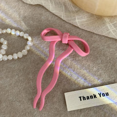 Cute Acetate Bow French Hair Pin - 4 Inch Wavy U-Shaped