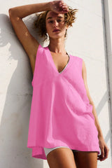 Relaxed V-neck tunic tank top - View 20 | TEVQA