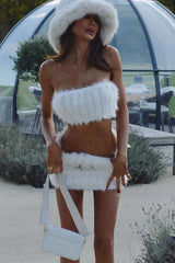 White Fur Skirt Set - TEVQA