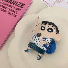 3.9 Inch Nostalgic Cartoon Boy Acetate Hair Claw - Solid 35g Premium Clip