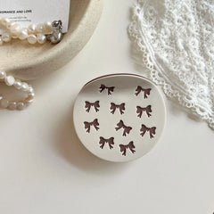 Acetate 2.5 Inch Round Hair Claw Clip - Polka Dot & Bow Print