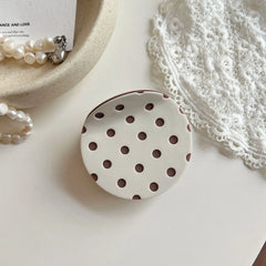 Acetate 2.5 Inch Round Hair Claw Clip - Polka Dot & Bow Print