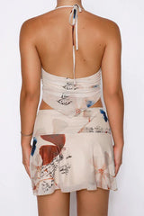 Floral print halter neck crop top and skirt set - View 10 | TEVQA