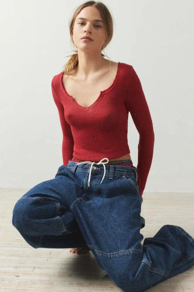 Coquette Ribbed Knit Crop Top - TEVQA