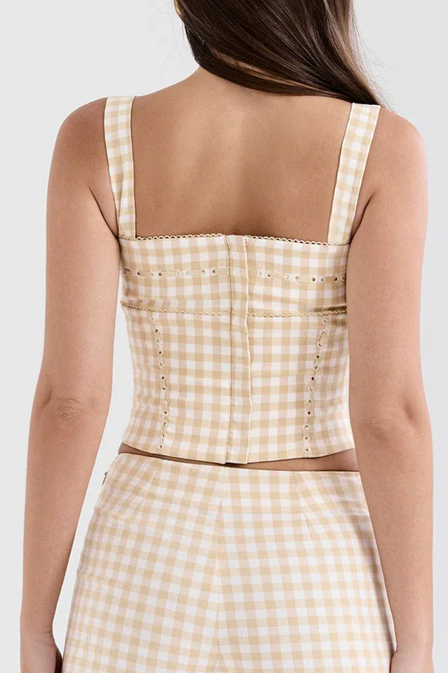 Gingham Corset Top - View 8 | TEVQA