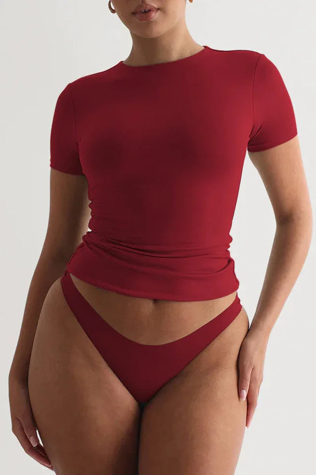 Fitted Crew Neck Baby Tee - View 19 | TEVQA