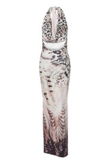 Halter Print Maxi Dress - View 15 | TEVQA