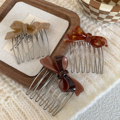 Small Acetate Bow Hair Comb Pin - 2.25 Inch