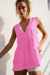 Relaxed V-neck tunic tank top - View 21 | TEVQA