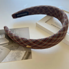 Preppy Plaid Padded Headband - 1.2 Inch Autumn Academia Style