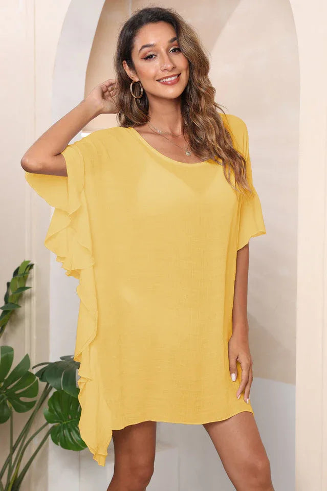 Ruffle Beach Cover Up Dress - View 11 | TEVQA