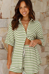 Striped Waffle Knit Two-Piece Set - View 16 | TEVQA