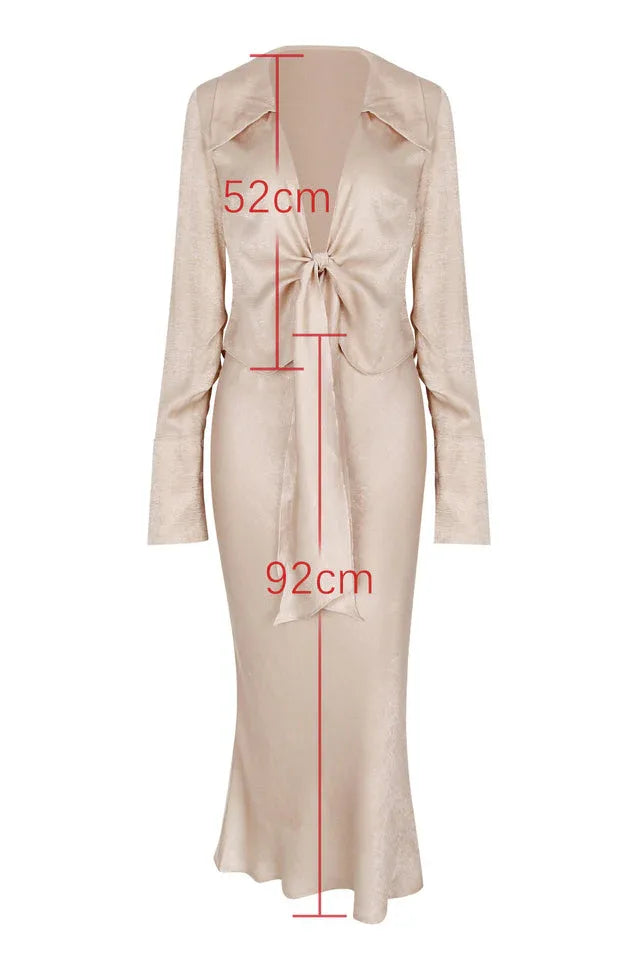 Draped Tie Front Shirt Set - View 7 | TEVQA