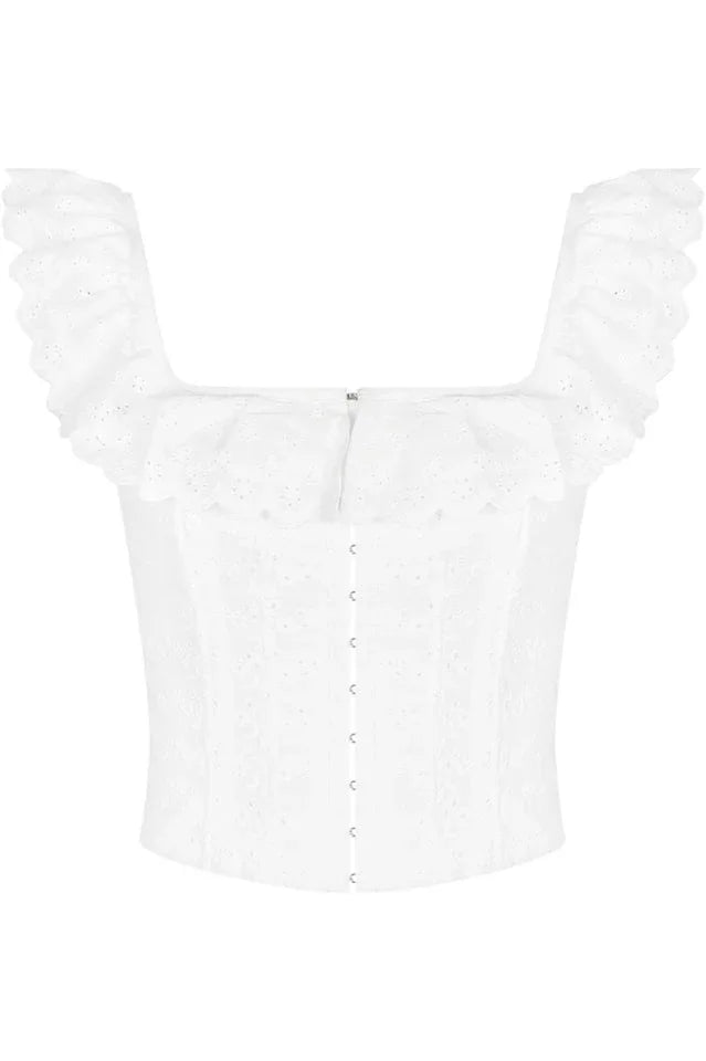 Bettina White Eyelet Corset Top - View 6 | TEVQA