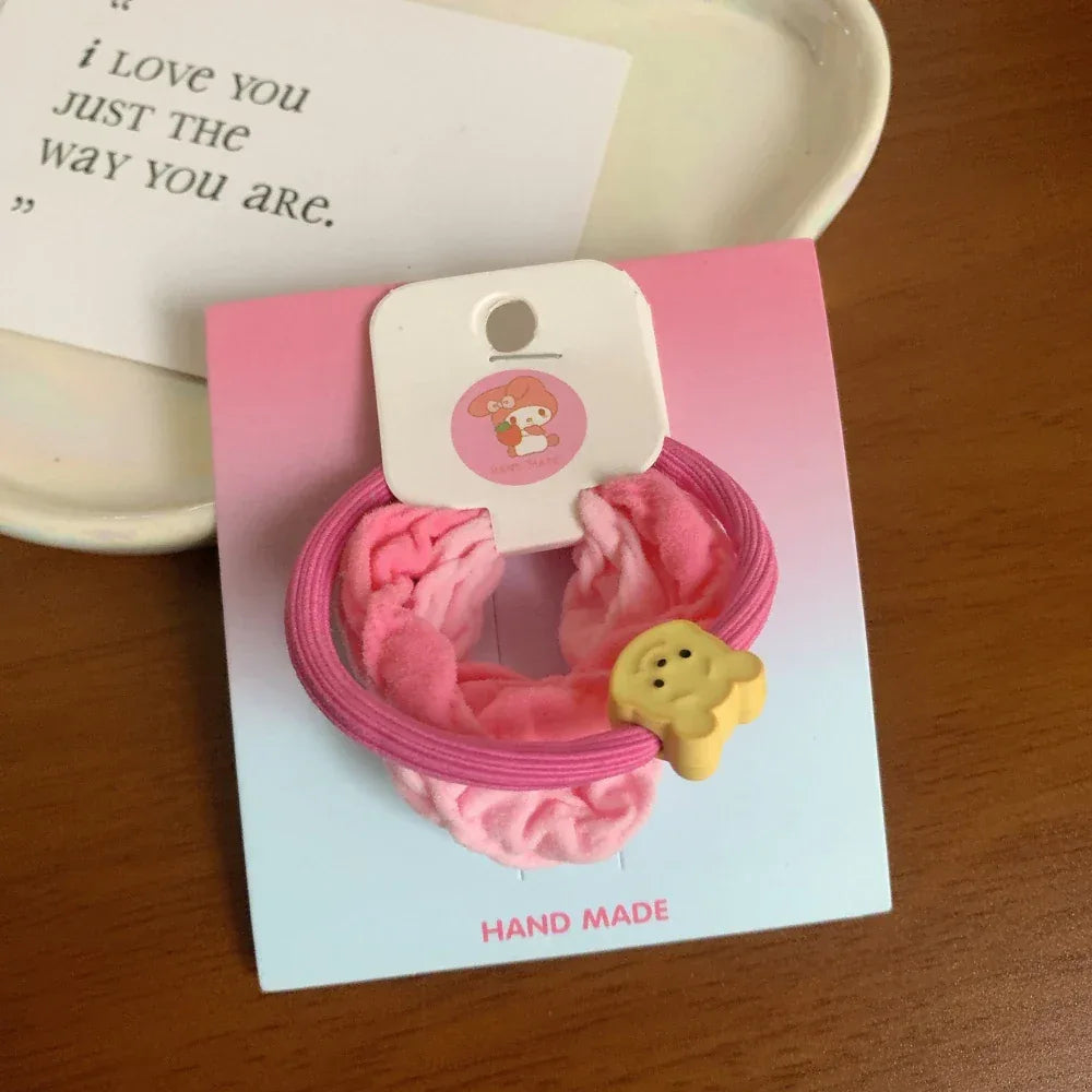 Soft terry scrunchie and hair tie set with charm - View 6 | TEVQA