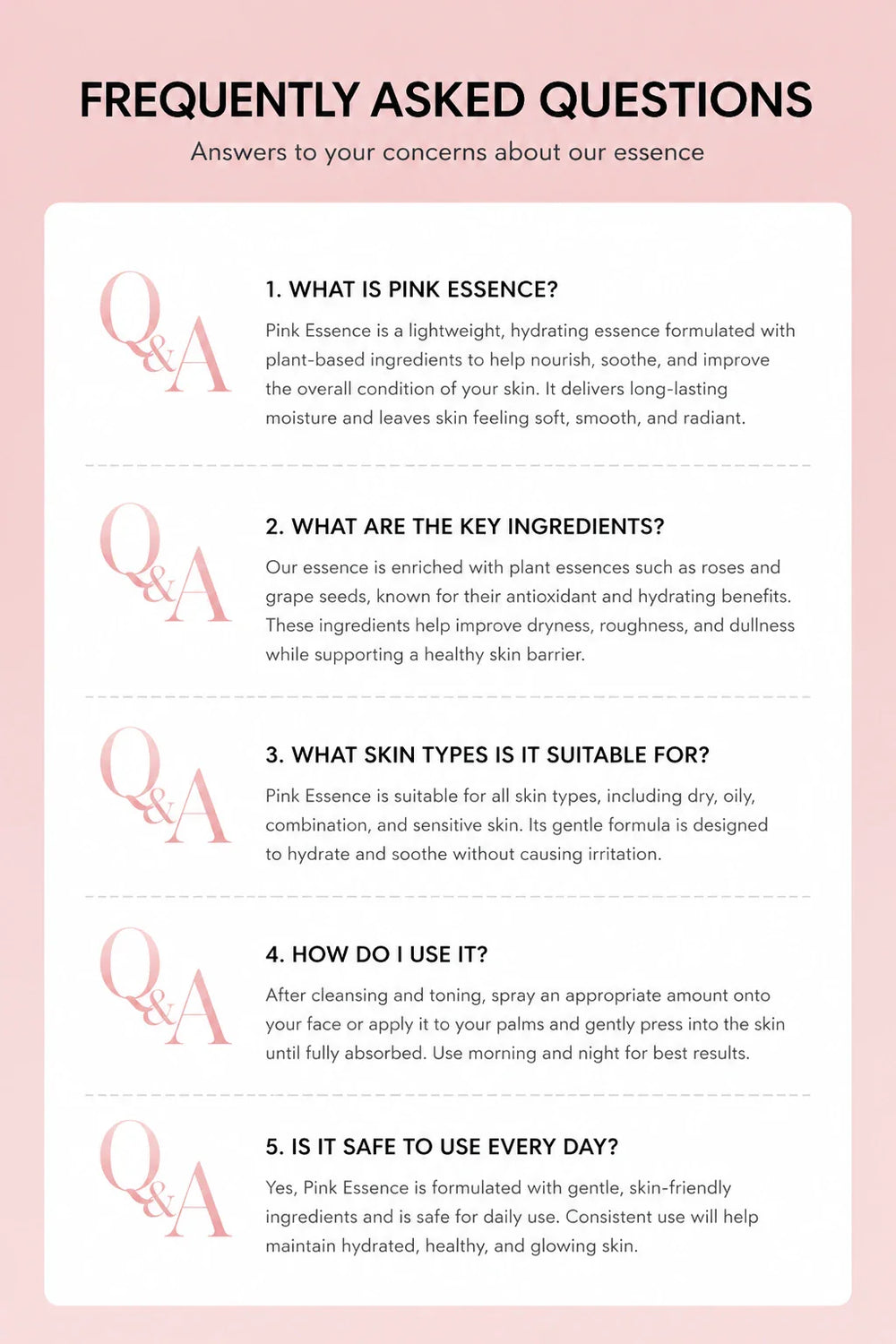 Nourishing skin serum in a clear bottle with pink liquid and floral packaging - View 13 | TEVQA