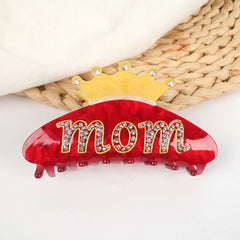 Jeweled "MOM" Crown Acetate Hair Claw (4.1 Inch)