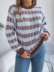 Vintage Lantern Sleeve Knit Sweater - Burgundy - TEVQA