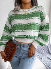 Striped Textured Knit Sweater - View 16 | TEVQA