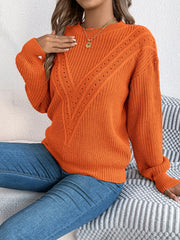 White Pointelle Knit Sweater - TEVQA