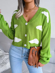 Daydream Sky Cloud Print Knit Cardigan - TEVQA