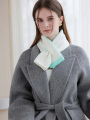 Two-tone knit cross scarf - View 8 | TEVQA