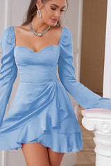High Waist Bishop Sleeve Dress - View 9 | TEVQA