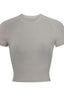 Light grey cropped t-shirt with raglan sleeves