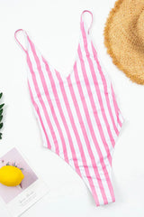 Women's vertical stripe one piece swimsuit - View 16 | TEVQA